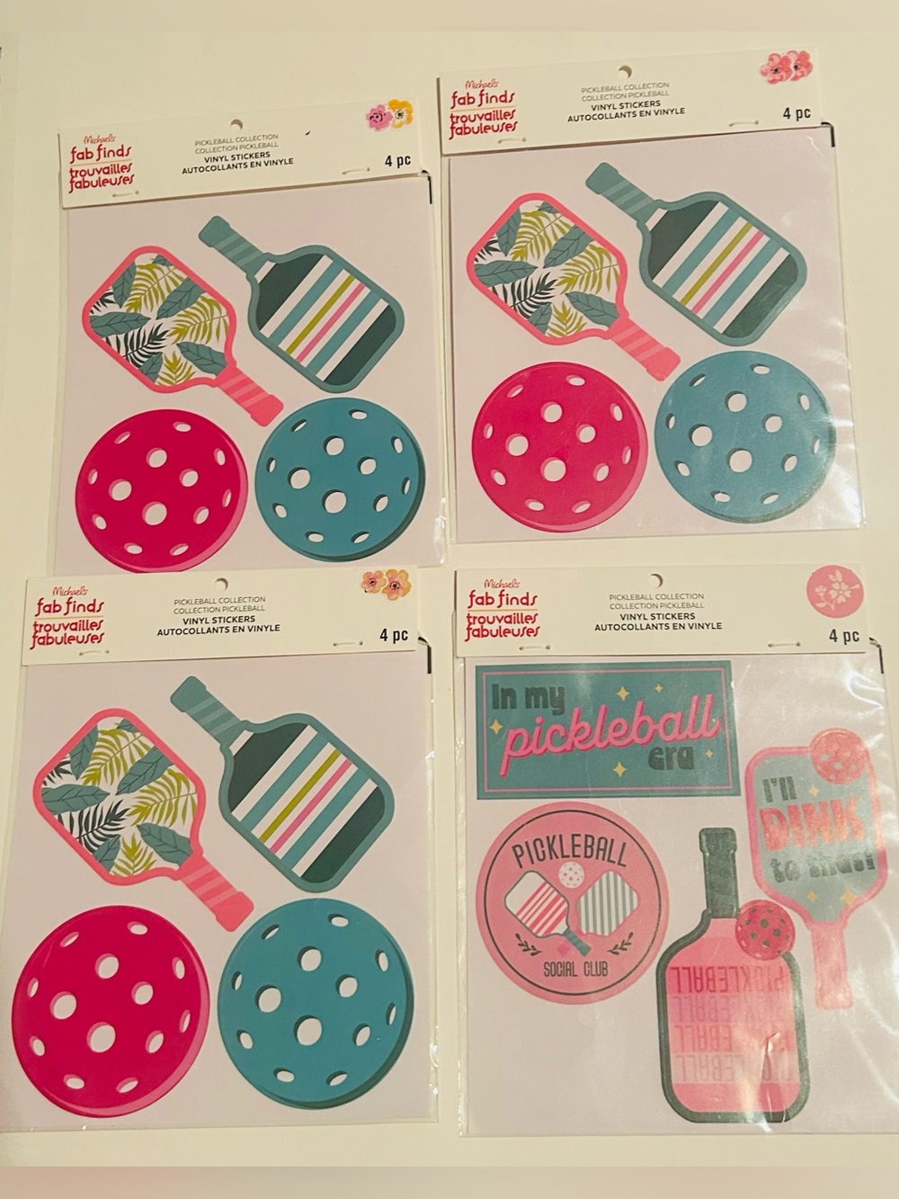 Fab Finds Pickleball Vinyl Sticker Pack - Pink and Teal